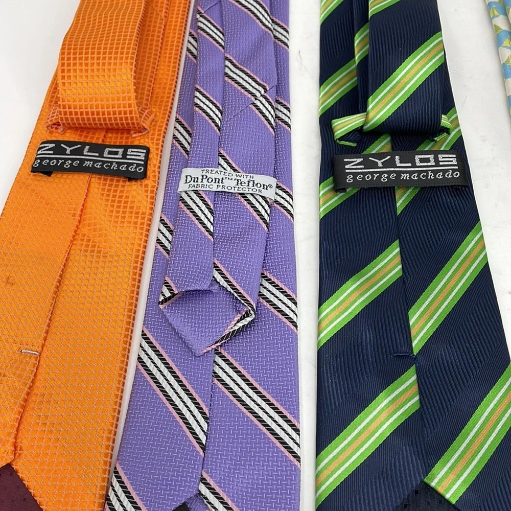 Lot of 4 Ties - 3 are clip on Orange, Purple/Pink, Blue/Green Sail Boat Blue